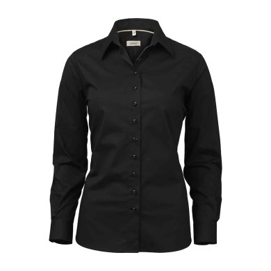 Black female stretch poplin shirt, loose fit