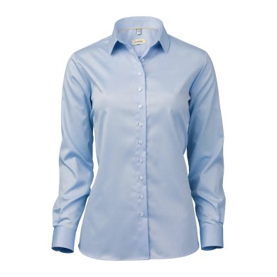 Light blue female stretch twill shirt, slimfit