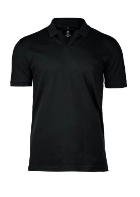 Stretch deluxe V-neck polo, black