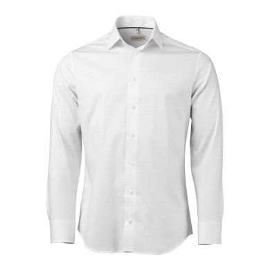 White stretch twill shirt, slimfit