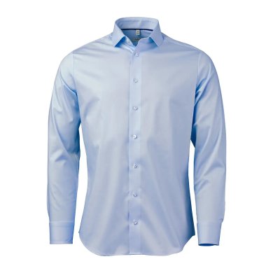 Light blue stretch twill shirt, comfort fit