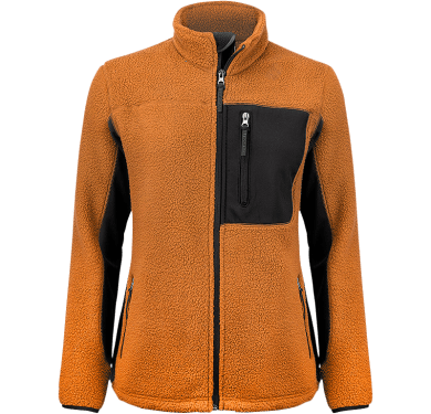 Womens pile fleece jacket, orange/black
