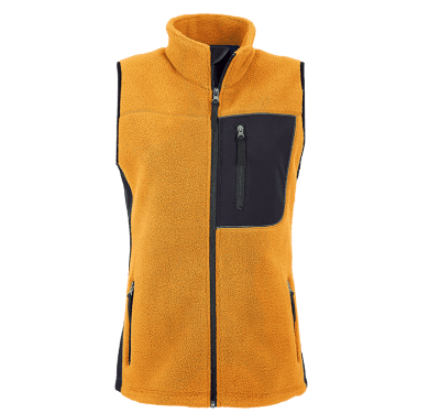 Womens pile Fleece Vest, orange/black