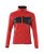 Dam stickad tröja med blixtlås, signal röd/svart