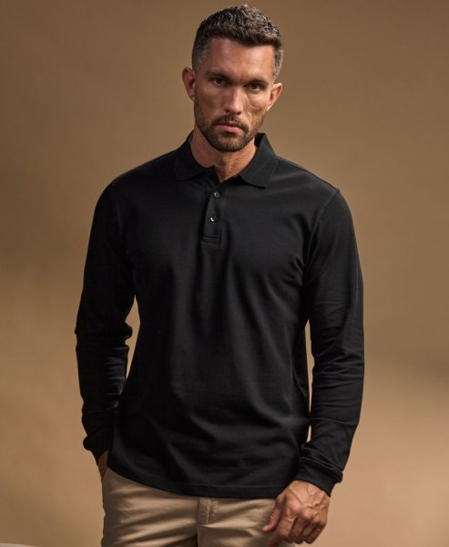 Zoom bild av Luxury Stretch Long Sleeve Polo Black