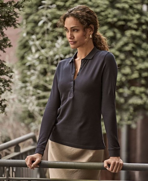 Zoom bild av Women's Luxury Stretch Long Sleeve Polo Black