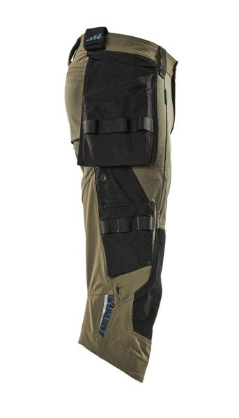 Zoom bild av Piratbyxor med hängfickor, mossgrön