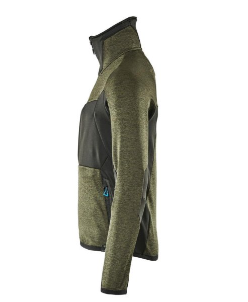 Zoom bild av Fleecetröja med blixtlås, mossgrön/svart