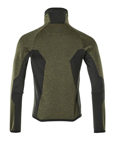 Zoom bild av Fleecetröja med blixtlås, mossgrön/svart