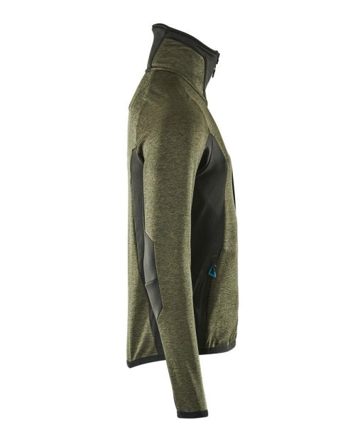 Zoom bild av Fleecetröja med blixtlås, mossgrön/svart