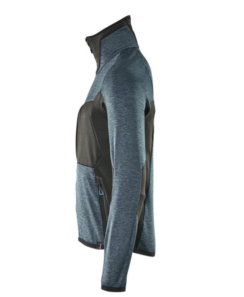 Zoom bild av Fleecetröja med blixtlås, mörk petrolium/svart