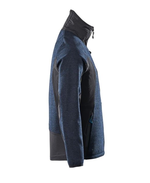 Zoom bild av Stickad jacka med blixtlås, mörk marin/svart