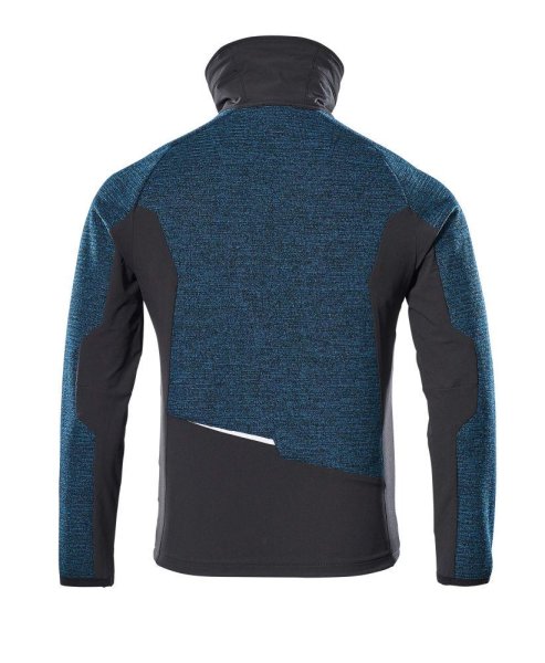 Zoom bild av Stickad jacka med blixtlås, mörk petrolium/svart