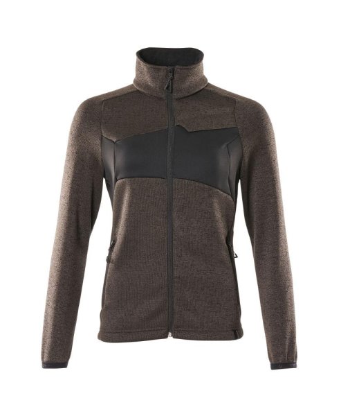 Zoom bild av Dam stickad tröja med blixtlås, mörk antracite/svart