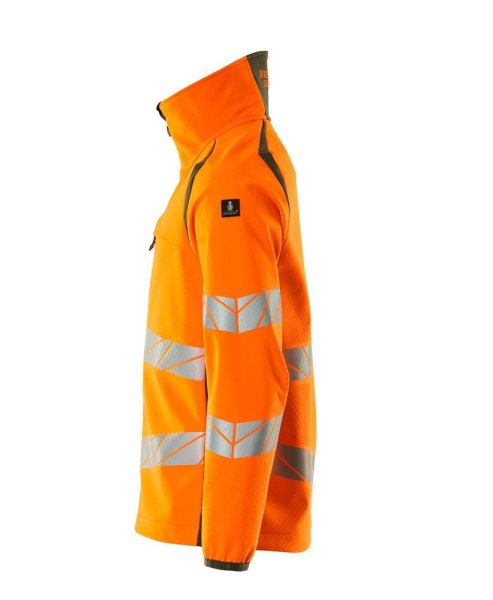 Zoom bild av Softshelljacka, orange/mossgrön