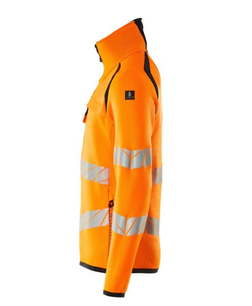 Zoom bild av Stickad tröja med kort blixtlås, orange/mörk marin