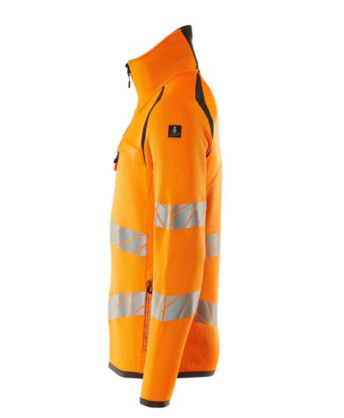 Zoom bild av Stickad tröja med kort blixtlås, orange/mörk antracite