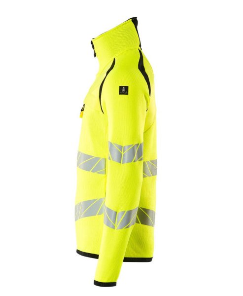 Zoom bild av Stickad tröja med kort blixtlås, gul/svart