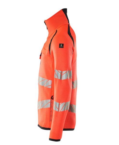 Zoom bild av Stickad tröja med kort blixtlås, röd/mörk marin