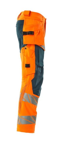 Zoom bild av Byxor med hängfickor, orange/petrolium