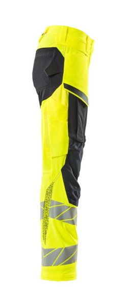 Zoom bild av Dam byxor med knäfickor, gul/mörk marin