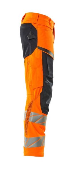 Zoom bild av Byxor med knäfickor, orange/mörk marin