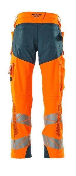 Zoom bild av Byxor med knäfickor, orange/petrolium