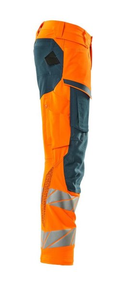 Zoom bild av Byxor med knäfickor, orange/petrolium