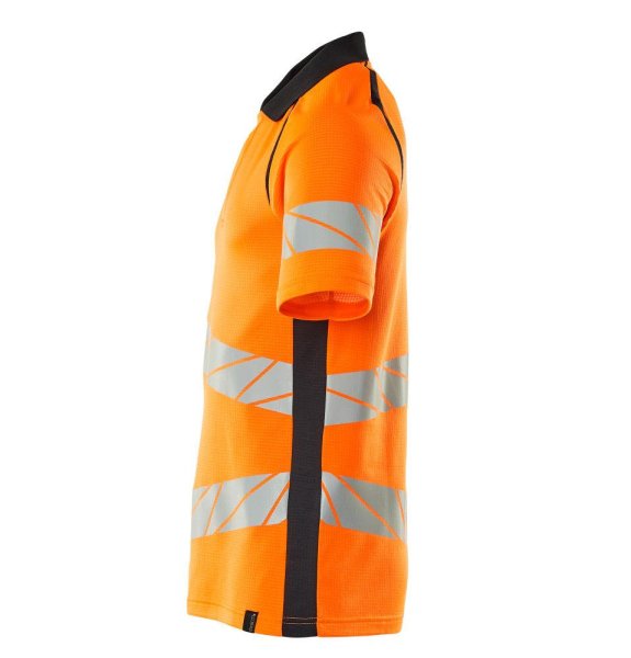 Zoom bild av Kortärmad piké, orange/mörk marin