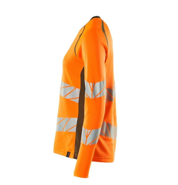 Zoom bild av Dam långärmad t-shirt, orange/mossgrön