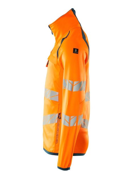 Zoom bild av Fleecetröja med blixtlås, orange/petrolium