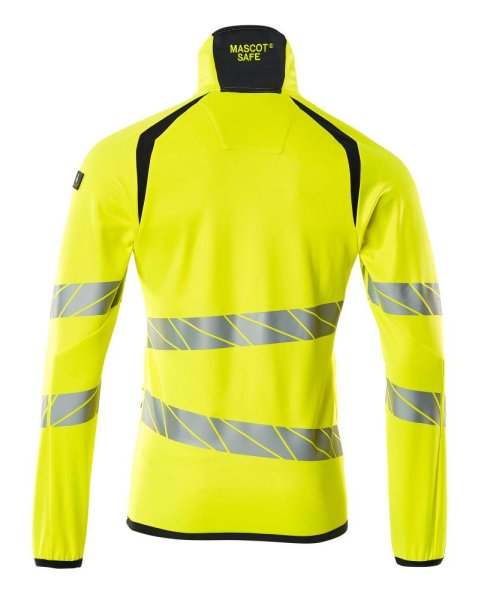 Zoom bild av Fleecetröja med blixtlås, gul/mörk marin