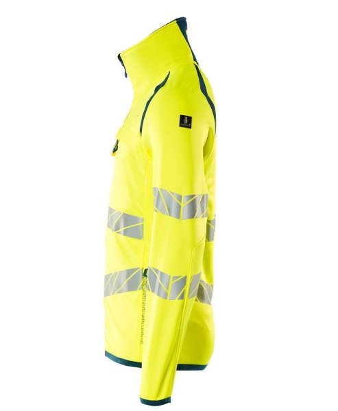 Zoom bild av Fleecetröja med blixtlås, gul/petrolium