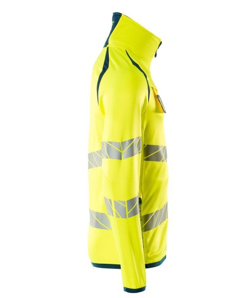 Zoom bild av Fleecetröja med blixtlås, gul/petrolium