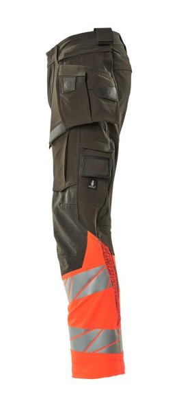 Zoom bild av Byxor med hängfickor, mörk antracite/röd