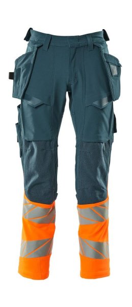 Zoom bild av Byxor med hängfickor, petrolium/orange
