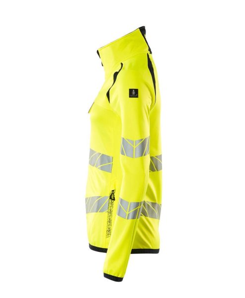 Zoom bild av Dam fleecetröja med blixtlås, gul/mörk marin