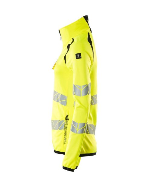 Zoom bild av Dam fleecetröja med blixtlås, gul/svart