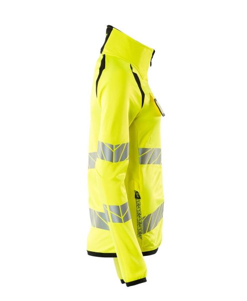 Zoom bild av Dam fleecetröja med blixtlås, gul/svart