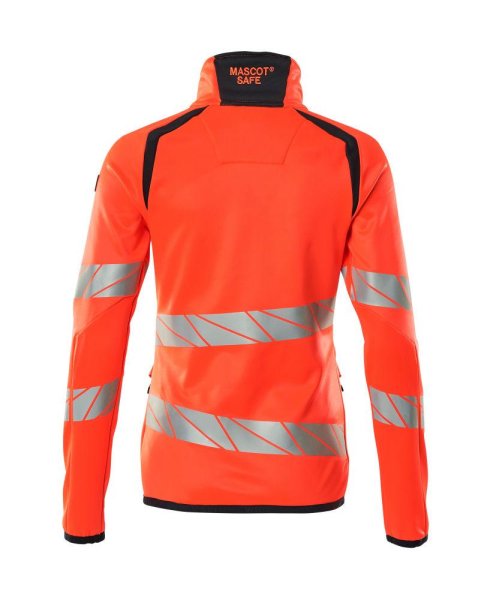 Zoom bild av Dam fleecetröja med blixtlås, röd/mörk marin