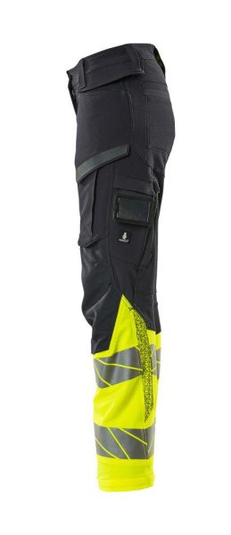 Zoom bild av Dam byxor med knäfickor, mörk marin/gul