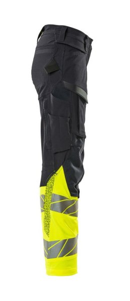 Zoom bild av Dam byxor med knäfickor, mörk marin/gul