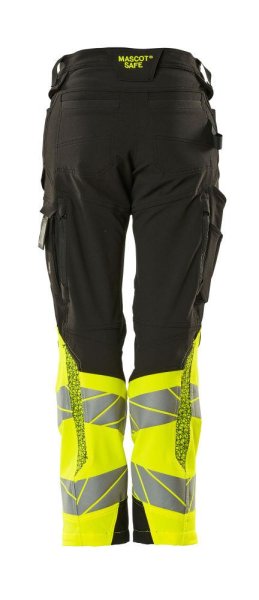 Zoom bild av Dam byxor med knäfickor, svart/gul