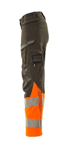 Zoom bild av Dam byxor med knäfickor, mörk antracite/orange