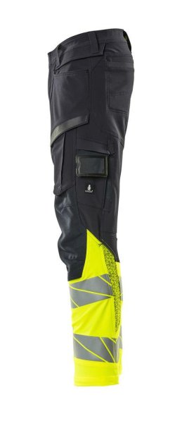 Zoom bild av Byxor med knäfickor, mörk marin/gul