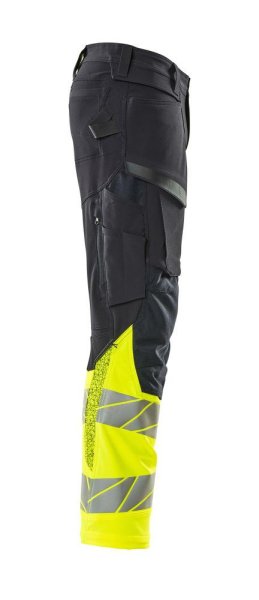 Zoom bild av Byxor med knäfickor, mörk marin/gul