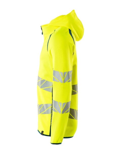 Zoom bild av Huvtröja med blixtlås, gul/petrolium