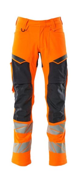 Zoom bild av Byxor med knäfickor, orange/mörk marin