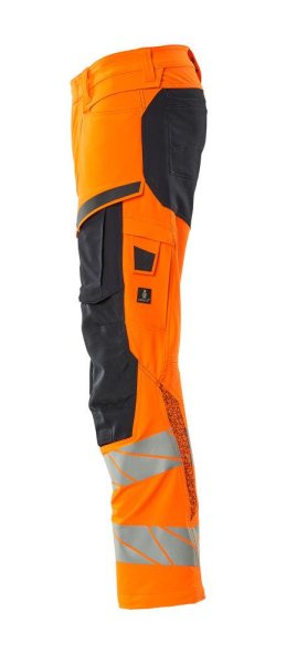 Zoom bild av Byxor med knäfickor, orange/mörk marin