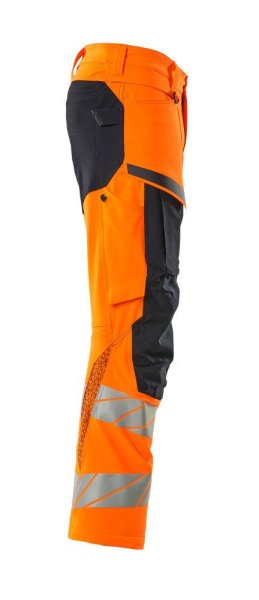 Zoom bild av Byxor med knäfickor, orange/mörk marin